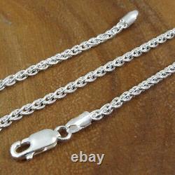 2.5MM Solid 925 Sterling Silver Italian SPIGA/WHEAT Rope CHAIN Necklace Italy