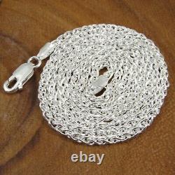 2.5MM Solid 925 Sterling Silver Italian SPIGA/WHEAT Rope CHAIN Necklace Italy