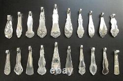 20 Vintage Silver Plate Necklace Pendants Antique Spoon Handle Jewelry Gift Idea