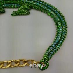 24K Gold Plated Crocodile Necklace Silver Jewelry Alligator Pendant Fashion Gift