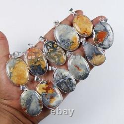 25 Pieces Natural Maligano Jasper Gemstone Silver Plated Pendant Jewelry Gift