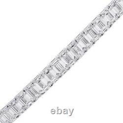 28ct Emerald Cut Sim Diamond Men Tennis Bracelet Free Gift Stud VALENTINE Silver