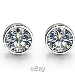 2Ct Round Moissanite Stud Earrings 14K White Gold Over Silver Valentine Gifts