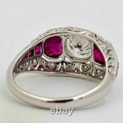3.6 Ct White Moissanite Antique Vintage Wedding Engagement 925 Silver Ring gift