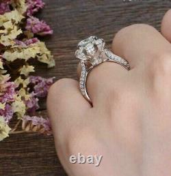 3 Ct Lab Created Diamond Floral Wedding Ring For Women's 925 Silver Jewelry Gift