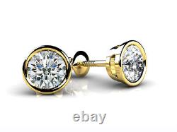 3 Ct Simulated Diamond Solitaire Stud Earrings 14k Yellow Gold Plated Silver