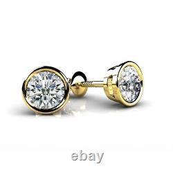 3 Ct Simulated Diamond Solitaire Stud Earrings 14k Yellow Gold Plated Silver