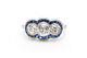 3 Stone Vintage Art Deco Blue Diamond Wedding 925 Sterling Silver Ring+Free Gift
