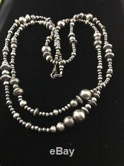 48 Long Navajo Pearls Native American Sterling Silver Necklace Gift 346