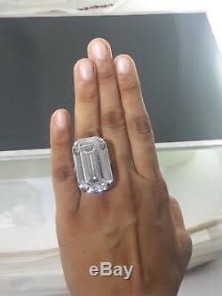 50ct Emerald Cut Ring Big Solid 925 Sterling Silver CZ Cocktail Jewelry Gift New