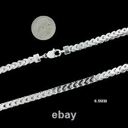 6.5MM Real 925 SOLID Sterling Silver Italian FRANCO LINK CHAIN Necklace UNISEX