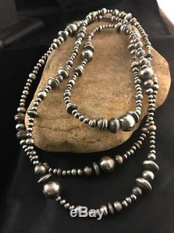 60 Long Navajo Pearls Native American Sterling Silver Necklace Gift Mixed Beads