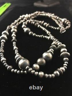 60 Long Navajo Pearls Native American Sterling Silver Necklace Gift Mixed Beads