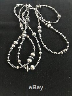 70 LONG Navajo Pearls Native American Sterling Silver Necklace Gift 8503