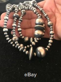 70 LONG Navajo Pearls Native American Sterling Silver Necklace Gift 8503