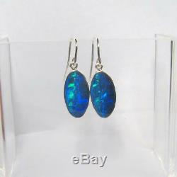 9.3ct Quality Sterling Silver Natural Inlay Opal Earrings Gem Jewelry Gift #889