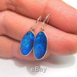 9.3ct Quality Sterling Silver Natural Inlay Opal Earrings Gem Jewelry Gift #889