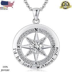 925 Necklace Gift for Wife Compass Jewelry Women Anniversary 925 Silver Necklace