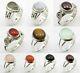 925 Silver 10 PCS Real Multi stone Rings Size 6.5 Jewelry Mix Lot Perfect Gift