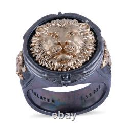 925 Silver 14K Yellow Gold Lion Animal Ring Jewelry Jewelry Gift for Women
