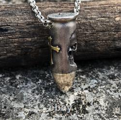 925 Silver Bullet Skull Necklace Bracelet Pendant Beads Women Men Birthday Gift