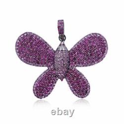 925 Silver Butterfly Pendant Pink Sapphire Ruby Gemstone Butterfly Jewelry Gift