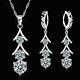 925 Silver CZ Stone Long Tassel Pendant Necklace And Earring Jewellery Gift Set