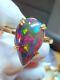925 Silver Gold-plated black fire opal Gemstone ring jewelry Gift ring For Her