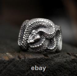 925 Silver Handmade Snake Design Ring Custom-made Original Men's Gift Retro
