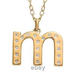 925 Silver Lab Created Moissanite Initial M Chain Pendant Necklace Gift Size 20