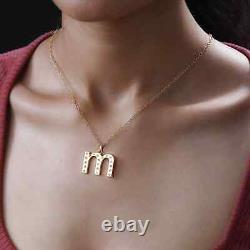 925 Silver Lab Created Moissanite Initial M Chain Pendant Necklace Gift Size 20