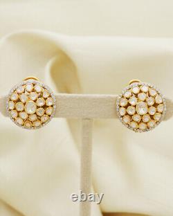 925 Silver Moissanite Polki Stud Earrings women's jewelry gift for christmas