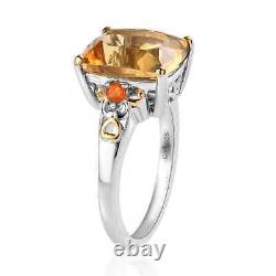 925 Silver Natural Citrine Promise Ring Size 8 Pendant Necklace Set Gift Ct 11.4
