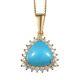 925 Silver Natural Turquoise Moissanite Pendant Necklace Gift Size 20 Ct 5.5