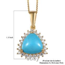 925 Silver Natural Turquoise Moissanite Pendant Necklace Gift Size 20 Ct 5.5