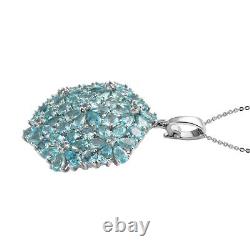 925 Silver Platinum Plated Natural Apatite Pendant Necklace Size 20 Ct 13.5