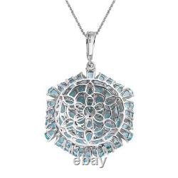 925 Silver Platinum Plated Natural Apatite Pendant Necklace Size 20 Ct 13.5