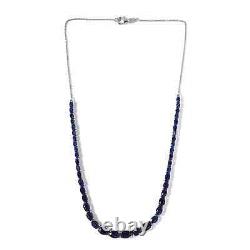 925 Silver Platinum Plated Natural Sapphire Tennis Necklace Gift Size 18 Ct 28