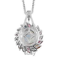 925 Silver Platinum Plated Opal Tourmaline Pendant Necklace Gift Size 20 Ct 3.5