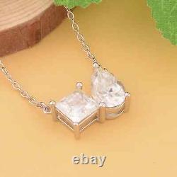 925 Silver Rhodium Plated Lab Created Moissanite Necklace Gift Size 18 Ct 3.9