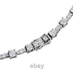 925 Silver Rhodium Plated Lab Created Moissanite Necklace Gift Size 18 Ct 89.9