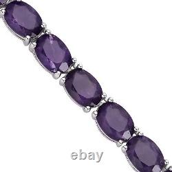 925 Silver Rhodium Plated Natural Amethyst Tennis Necklace Gift Size 18 Ct 48.7