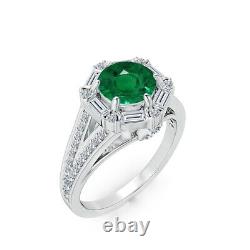 925 Silver Round Emerald Moissanite Halo Cocktail Ring Gold Plated Jewelry Gift