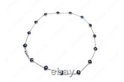 925 Silver White Gold-plated Blue Sapphire NECKLACE jewelry women gift