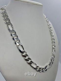 925 Sterling Silver 11mm Figaro Link Chain Necklace Women's Men's 20-30 Italy