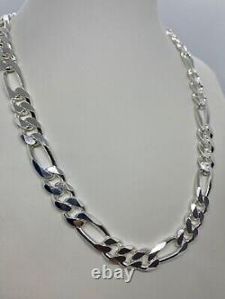 925 Sterling Silver 11mm Figaro Link Chain Necklace Women's Men's 20-30 Italy