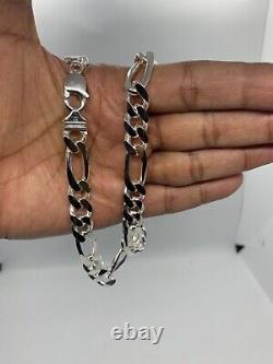 925 Sterling Silver 11mm Figaro Link Chain Necklace Women's Men's 20-30 Italy