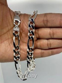 925 Sterling Silver 11mm Figaro Link Chain Necklace Women's Men's 20-30 Italy