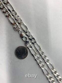 925 Sterling Silver 11mm Figaro Link Chain Necklace Women's Men's 20-30 Italy