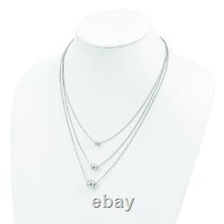 925 Sterling Silver 3 Strand 2 inch Necklace Elegant Jewelry for Women